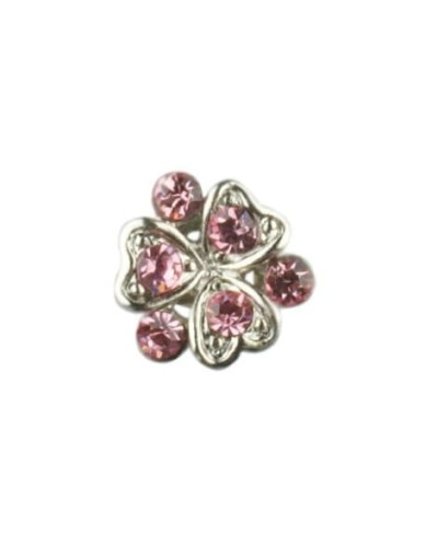 Pierścionek na stopy z cyrkoniami kwiatek - różowy