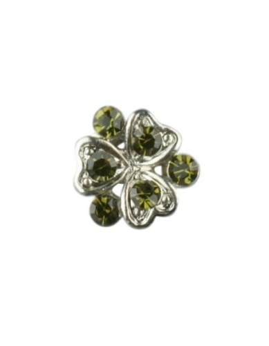 Pierścionek na stopy z cyrkoniami kwiatek - zielony