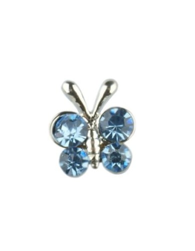 Pierścionek na stopy z cyrkoniami motylek - błękitny