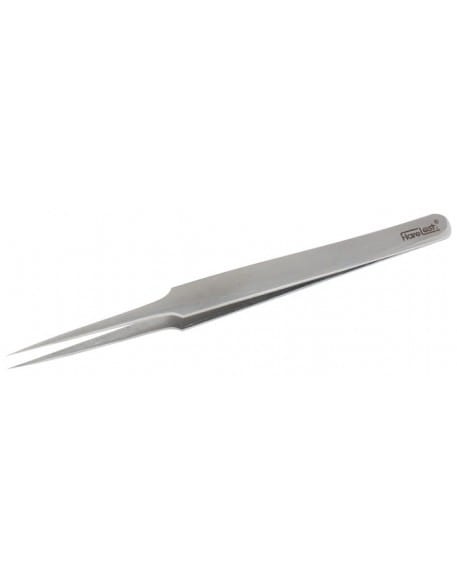 Pęseta punktowa FlareLash Pointed Tweezers Straight Silver 14cm