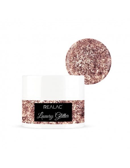 Żel brokatowy REALAC Luxury Glitter UV/LED Gel 5g - Żel Realac Luxury Glitter UV/Led Gel 5g - Rose Gold