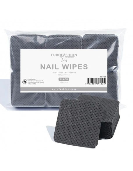 Waciki bezpyłowe Euro Fashion Lint-Free Nail Wipes 300szt. - czarne