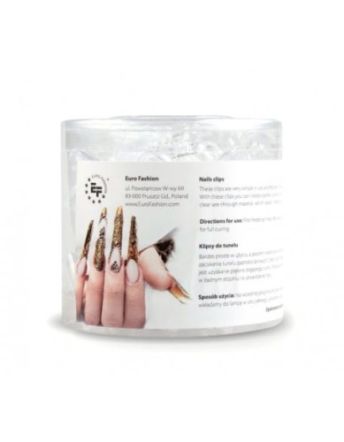Klipsy do tunelu EF Nail Clips 24szt - przezroczyste