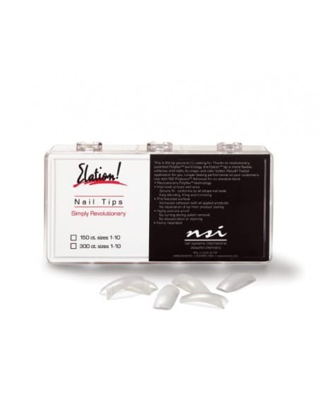 Tipsy białe NSI Elation White Nail Tips 150szt.  (15szt. z każdego rozmiaru)