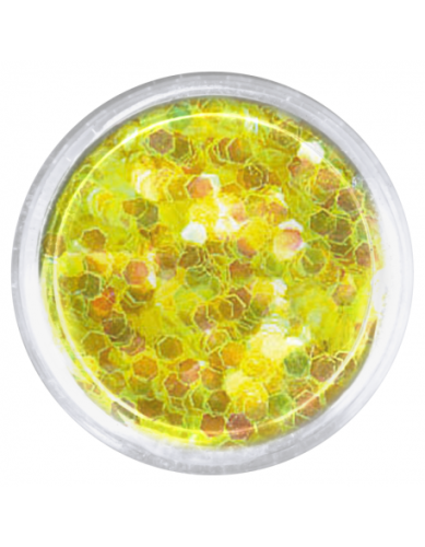 Konfetti drobne hologram mini - neonowy żółty opalizujący