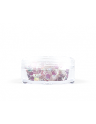 Konfetti hologram mini - białe opalizujące na różowo