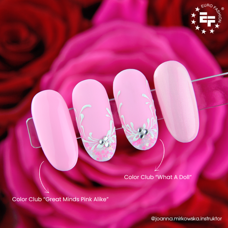 Lakier hybrydowy Color Club Great Minds Pink Alike w zdobieniu paznokci