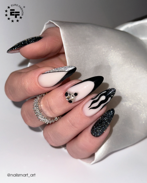 Lakier hybrydowy REALAC Flash 168 w stylizacji paznokci.