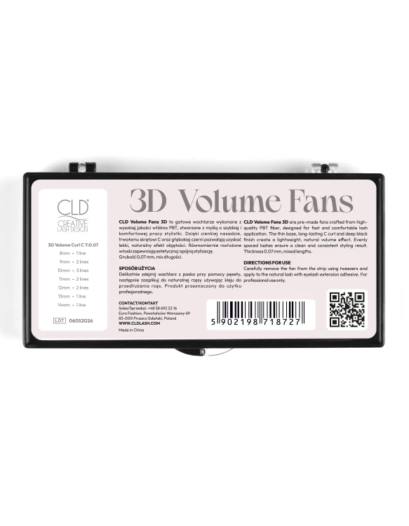 Rzęsy CLD 3D Volume Fans - gotowe kępki do przedłużania - C