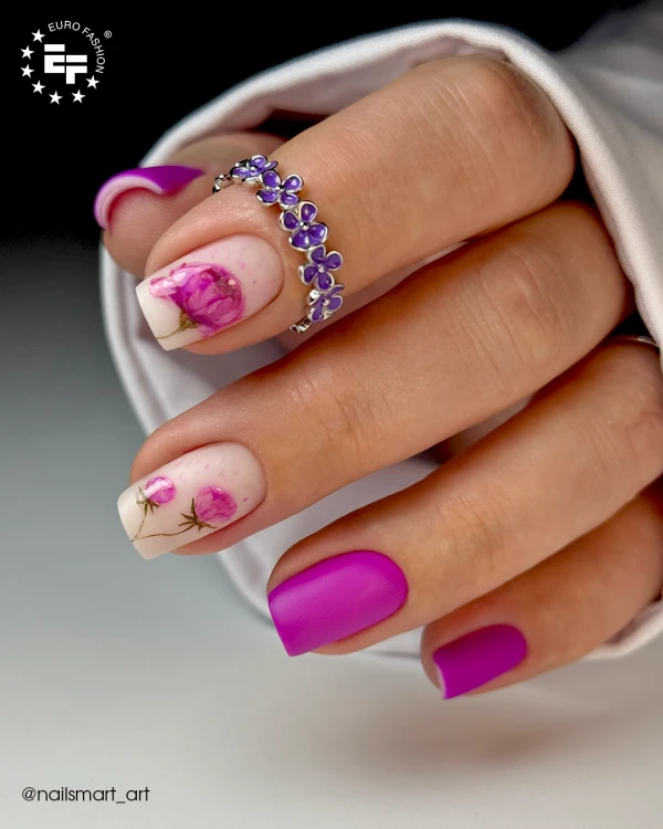 Lakier hybrydowy GELme ONE Coat Classic Purple z matowym wykończeniem.
