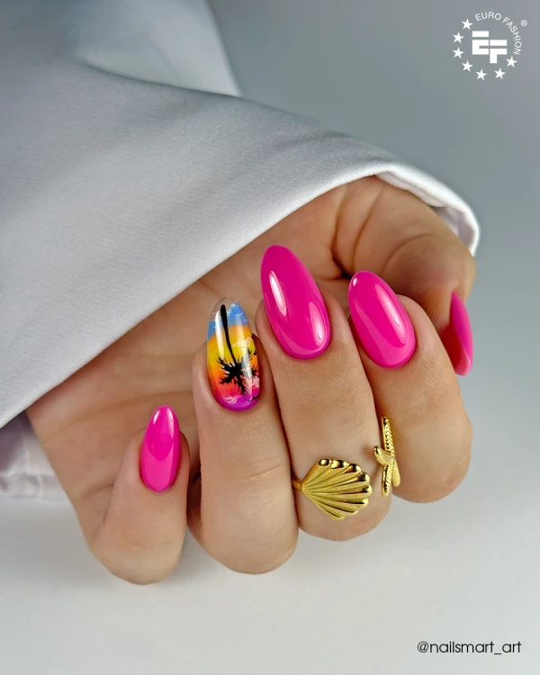 Lakier hybrydowy GELme ONE Coat w letniej stylizacji paznokci.