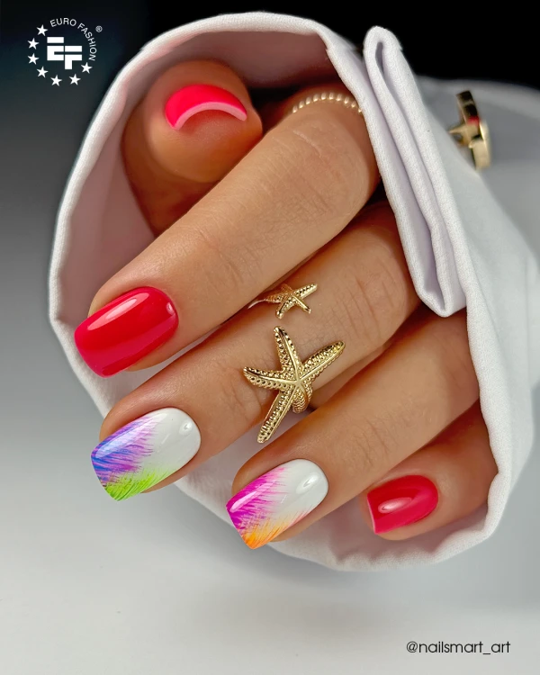Lakier hybrydowy GELme ONE Coat Coral Pop w stylizacji paznokci.