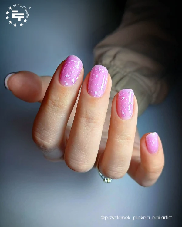 Lakier hybrydowy GELme ONE Coat Happy Birthday - transparentny fiolet z zatopionym konfetti.