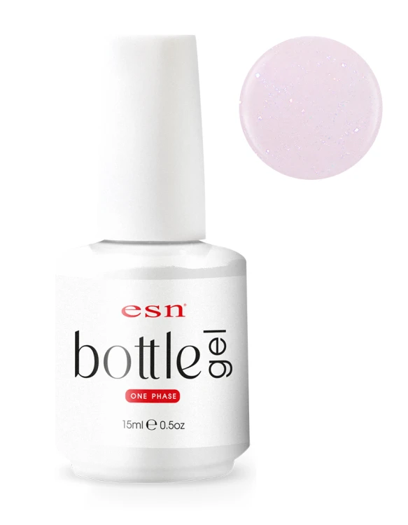 esn Bottle Gel builder gel 15 ml Milky Pink Glitter – semi-transparent milky pink with fine iridescent glitter