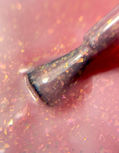esn Bottle Gel builder gel 15 ml Milky Flakes Glitter II – opaque milky pink with pink-gold iridescent flakes