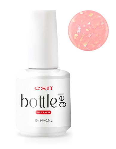esn Bottle Gel builder gel 15 ml Milky Flakes Glitter II – opaque milky pink with pink-gold iridescent flakes