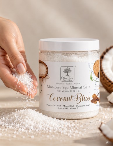 Sól mineralna do kąpieli dłoni Olive Tree Spa Clinic Mineral Salt Coconut Bliss 250 g