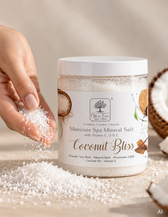 Sól mineralna do kąpieli dłoni Olive Tree Spa Clinic Mineral Salt Coconut Bliss 250 g